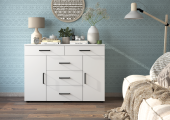 Комод Вега К-03 5ящ+2ств кор-Белый гладкий, фас- Белый гладкий