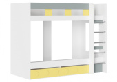 КУБО Кровать 2х яр КР-001 (0,9*2,0) кор-Белый гладкий, фас-матова Грин Грей Софт/Солнечно жёлтый мат