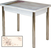 Стол Смарт фотопечать кофейные цветы/дуб молочный/опора №2 бежевый муар