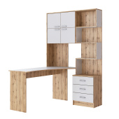 Компьютерный стол №1 Левый (Дуб Вотан/Белый)