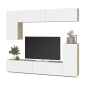 Тетрис Стенка 1900х2200х370 (Серый дуб/белый)