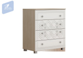 АМЕЛИ Комод кор-Дуб Сонома светлый,фас-МДФ Белый глянец остатки