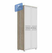 МАДЛЕН Шкаф 2х ств кор-дуб сонома св,фас-матовая Ясень белый Эмаль Ф/п-Серебро