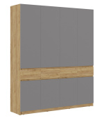 Бостон ШК-004 Шкаф 4х ств ЛДСП(комплект) кор-Дуб Крафт золотой, фас-Серый Шифер/дуб Крафт золотой