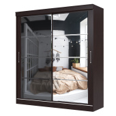 Фасад шкаф-купе "Танго-2" Каркас 2,0м. Венге/Зеркало/Лакобель чёрный