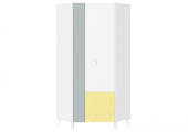 КУБО Шкаф (угловой) ШК-004 кор-Белый гладкий, фас-мат Грин Грей Софт/низ мат Солнечно-жёлтый