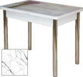 Стол Квинс 800*580(1160)*750 фотопечать Мрамор 23/опора №2 белый муар