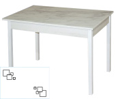 Стол Альбано 1070 (1370)*750*670 Ф/П Квадраты на белом, опора Квадро белый муар