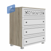 МАДЛЕН Комод кор-дуб сонома св,фас-матовая Ясень белый Эмаль Ф/п-Серебро