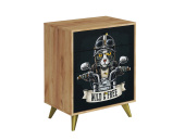 ФЬЮЖН комод КМ-001 кор-Дуб Крафт золотой, ф/п-BIKER CAT остатки
