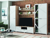 МАНХЕТЕН Гостиная кор-Сонома светлый, фас-Белый глянец