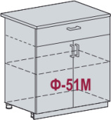 Н 801М Каркас нижнего шкафа с 1 ящ (ДУБ КАЛЬЯРИ)