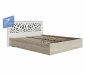 МАДЛЕН Кровать 1.6м(без ортопеда)кор-дуб сонома св,фас-матовая Ясень белый Эмаль Ф/п-Серебро о