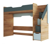 RICH Кровать-чердак КР-001 (0,8*2,0)кор-Дуб Крафт золотой, фас-Мята/Сумеречно голубой снят