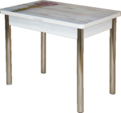 Стол Смарт фотопечать Цветы на досках/бетон белый/опора хром