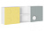 КУБО Полка навесная ПН-001 кор-Белый гл, фас-мат Грин Грей Софт/низ матовая Солнечно-жёлтый 