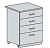 Н 604 Каркас нижнего шкафа с 4 ящиками (БЕЛ)