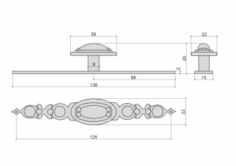 Ручка-кнопка+накладка старая бронза_