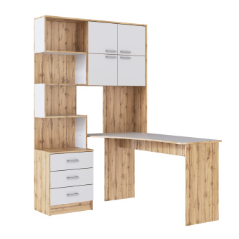 стол КС №1 ПРАВЫЙ_ дуб вотан_белый